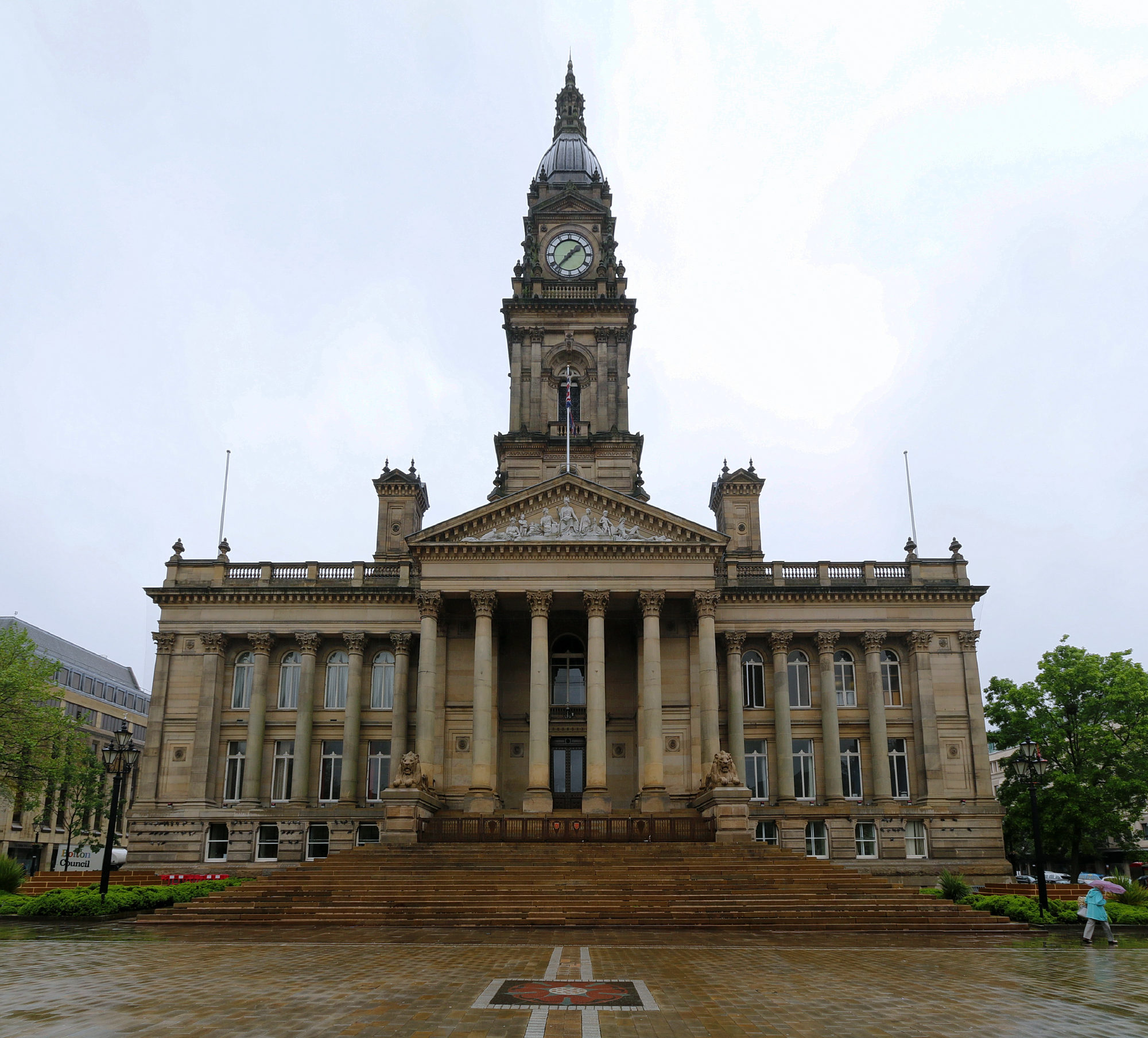 Bolton Town Hall and Victoria Square in Bolton town centre