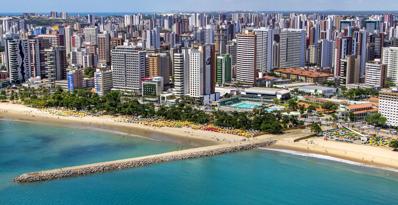 Aerial view of Fortaleza's beachfront skyline