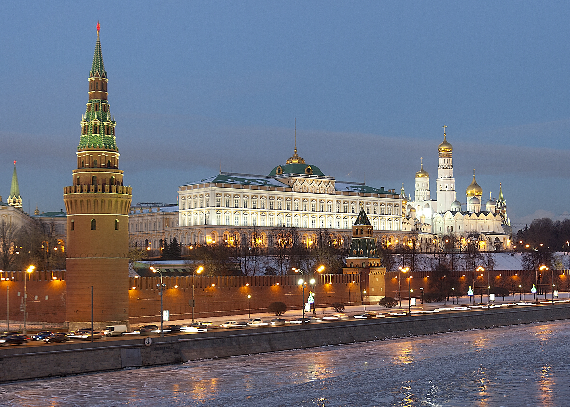 The Moscow Kremlin viewed from the bridge